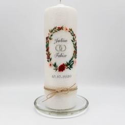 Hochzeitskerze Vintage "Blumenkranz" 